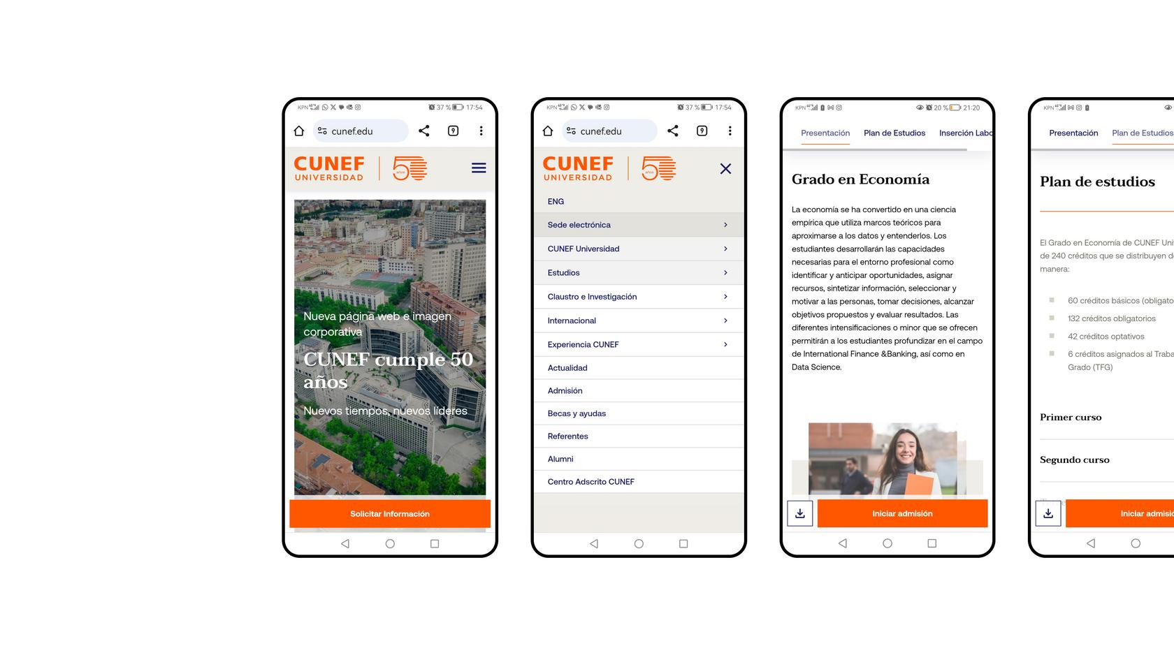 CUNEF mobile navigation